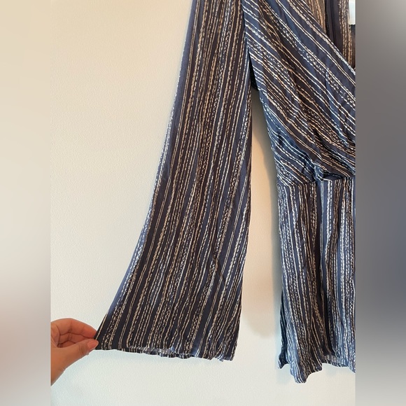 Sage (from Mendocino) Blue and White Striped Shorts Romper, Size Large. - Picture 5 of 7